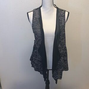 Bella Du Jour black grey sheer cardigan vest